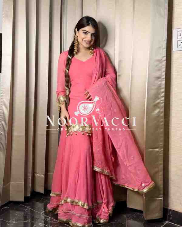 Designer Chinnon Silk Embroidered Party Wear Top-Plazzo Set with Dupatta