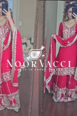 Buy Elegant Party Wear Faux Georgette Top-Plazzo Set with Heavy 9mm Embroidery Work