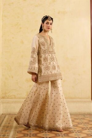 Buy Chinon Silk Eid Special Set with Plazo and Cutwork Organza Dupatta
