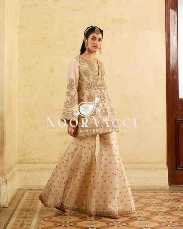 Chinon Silk Eid Special Set with Plazo and Cutwork Organza Dupatta