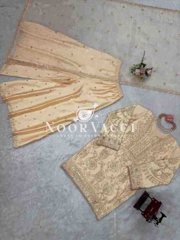 Chinon Silk Eid Special Set with Plazo and Cutwork Organza Dupatta - Image 6