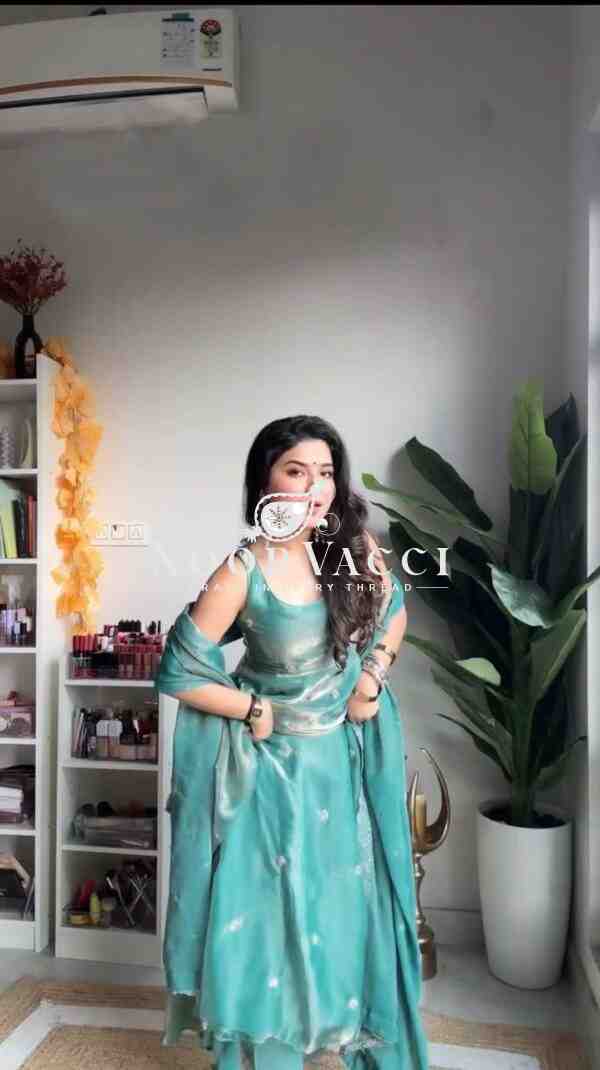 Fandy Silk Eid Special Gown Set with Cutwork Dupatta - Image 2