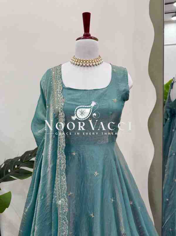 Fandy Silk Eid Special Gown Set with Cutwork Dupatta - Image 6