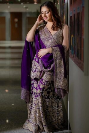 Shop Eid Special Foux Georgette Sharara Set with Sequin Dupatta