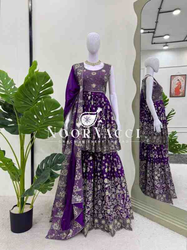 Eid Special Foux Georgette Sharara Set with Sequin Dupatta - Image 3