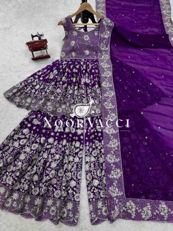 Eid Special Foux Georgette Sharara Set with Sequin Dupatta - Image 7