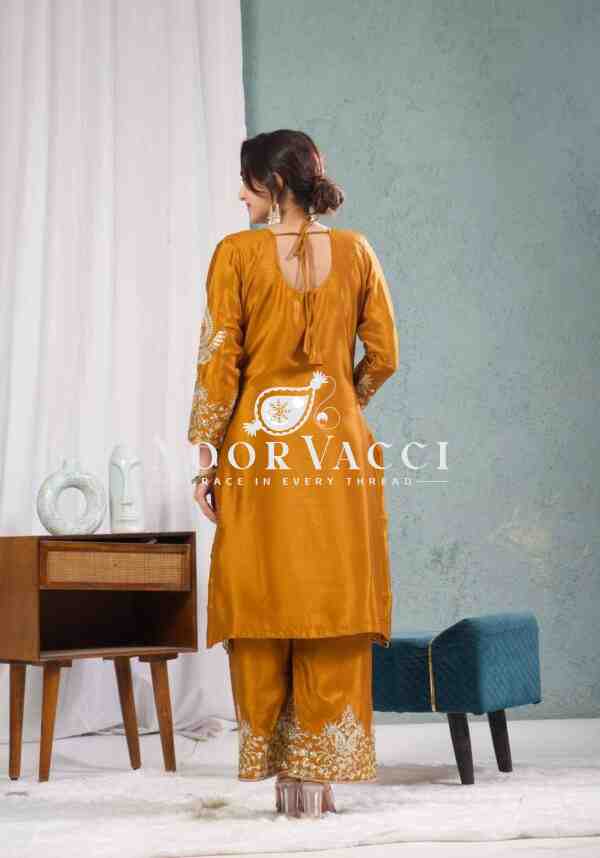 Gorgeous Chinnon Silk Suit with Embroidery Coding Sequence & Pant Set - Image 4