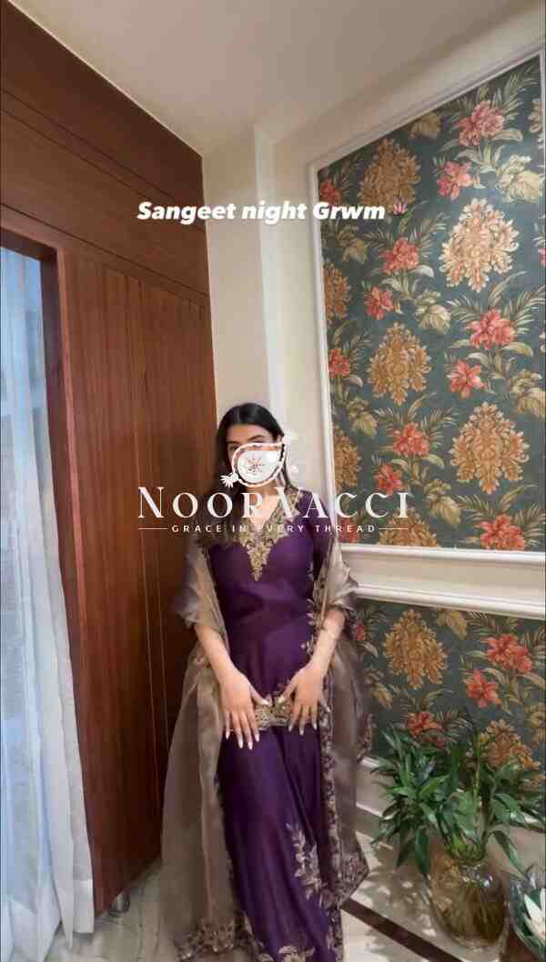 Pure Chinnon Embroidered Plazzo Set - Image 3