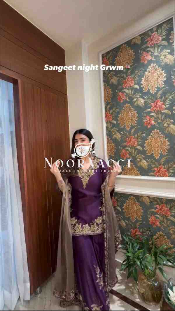 Pure Chinnon Embroidered Plazzo Set