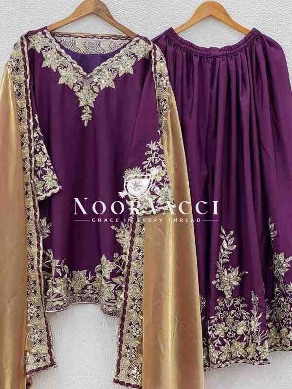 Pure Chinnon Embroidered Plazzo Set - Image 6