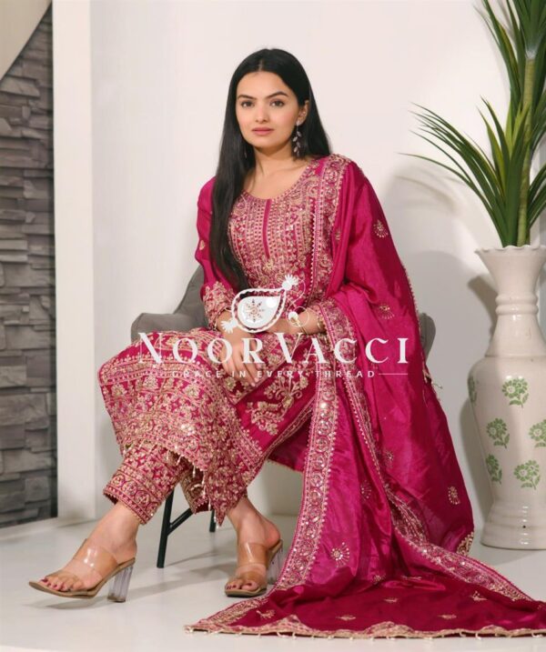 Buy Graceful Chinon Suit with Coding Sequin Embroidery – 5 Elegant Colors - Image 2