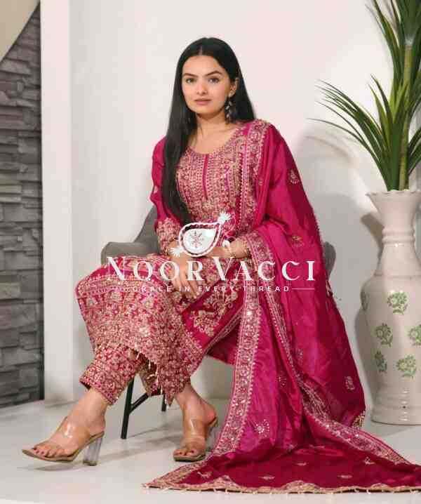 Graceful Chinon Suit with Coding Sequin Embroidery – 5 Elegant Colors - Image 2