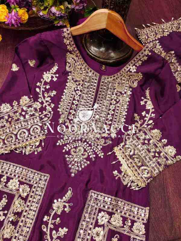 Graceful Chinon Suit with Coding Sequin Embroidery – 5 Elegant Colors - Image 8