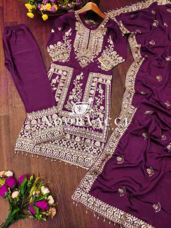 Graceful Chinon Suit with Coding Sequin Embroidery – 5 Elegant Colors - Image 15