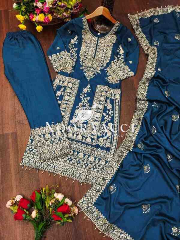 Graceful Chinon Suit with Coding Sequin Embroidery – 5 Elegant Colors - Image 11