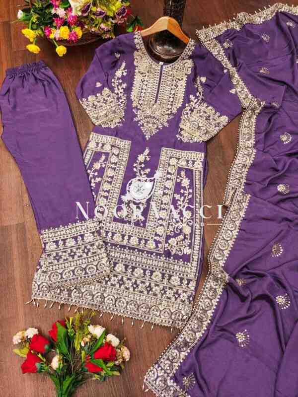 Graceful Chinon Suit with Coding Sequin Embroidery – 5 Elegant Colors - Image 13