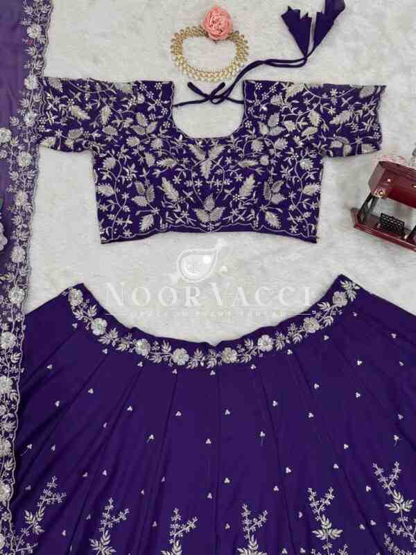Semi-Stitched Faux Georgette Lehenga Set with Thread and Sequin Work and Flared Dupatta - Image 4
