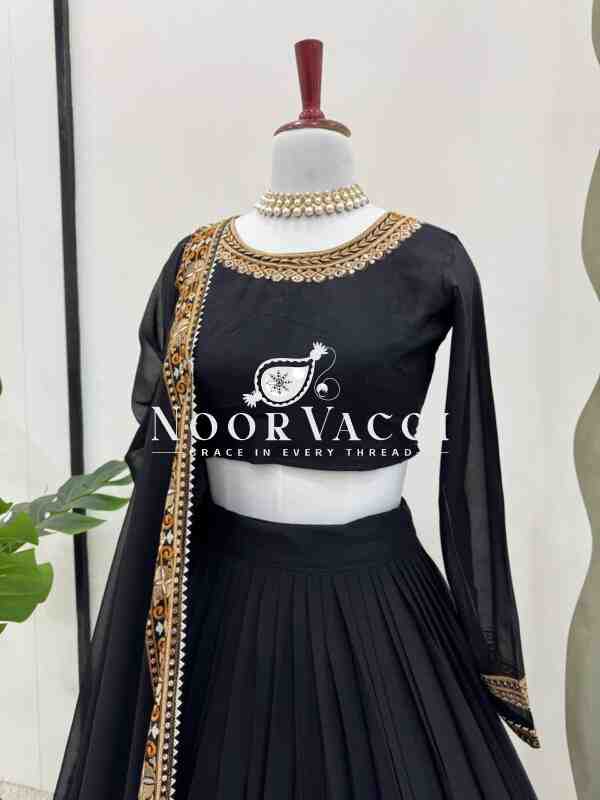 Semi-Stitched Faux Georgette Lehenga Set with Thread and Sequin Work, Featuring Cancan and Canvas Pata - Image 6