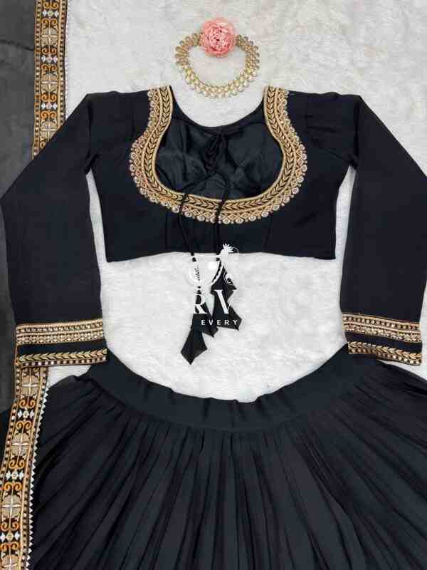 Semi-Stitched Faux Georgette Lehenga Set with Thread and Sequin Work, Featuring Cancan and Canvas Pata - Image 11