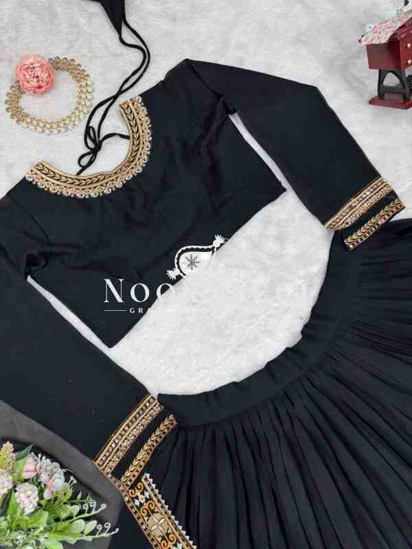 Semi-Stitched Faux Georgette Lehenga Set with Thread and Sequin Work, Featuring Cancan and Canvas Pata - Image 7