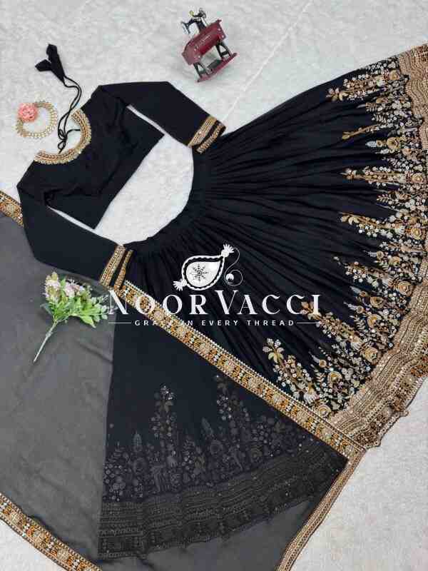 Semi-Stitched Faux Georgette Lehenga Set with Thread and Sequin Work, Featuring Cancan and Canvas Pata - Image 13