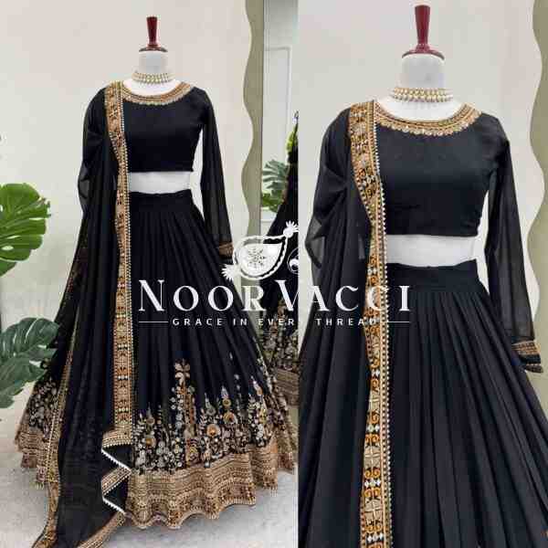 Semi-Stitched Faux Georgette Lehenga Set with Thread and Sequin Work, Featuring Cancan and Canvas Pata - Image 4