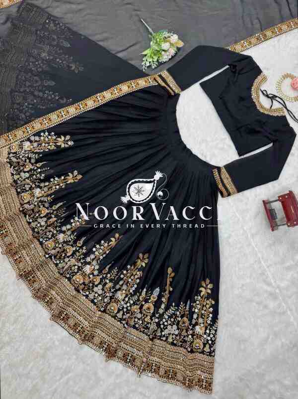 Semi-Stitched Faux Georgette Lehenga Set with Thread and Sequin Work, Featuring Cancan and Canvas Pata - Image 9