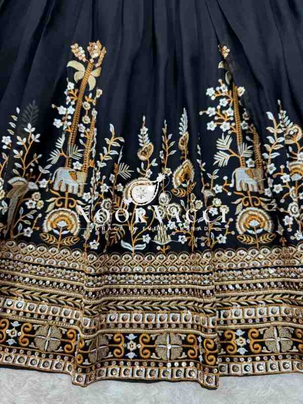 Semi-Stitched Faux Georgette Lehenga Set with Thread and Sequin Work, Featuring Cancan and Canvas Pata - Image 10