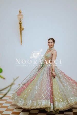 Buy Semi-Stitched Fox Georgette Lehenga Set with 9mm Sequin Thread Work and Fancy Lace Dupatta