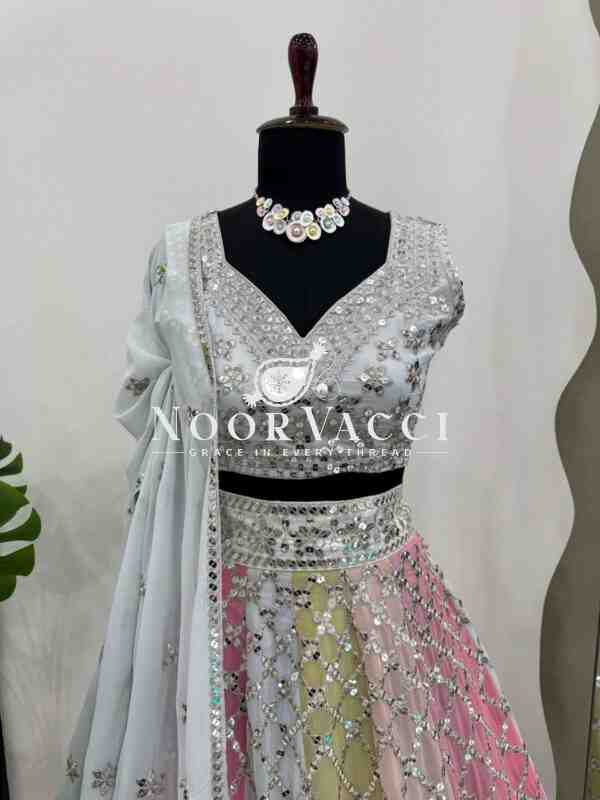 Semi-Stitched Fox Georgette Lehenga Set with 9mm Sequin Thread Work and Fancy Lace Dupatta - Image 5