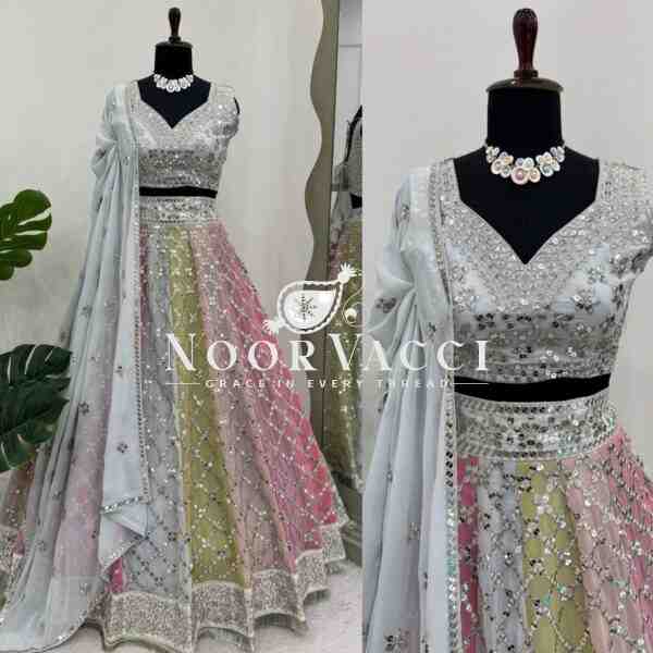 Semi-Stitched Fox Georgette Lehenga Set with 9mm Sequin Thread Work and Fancy Lace Dupatta - Image 3