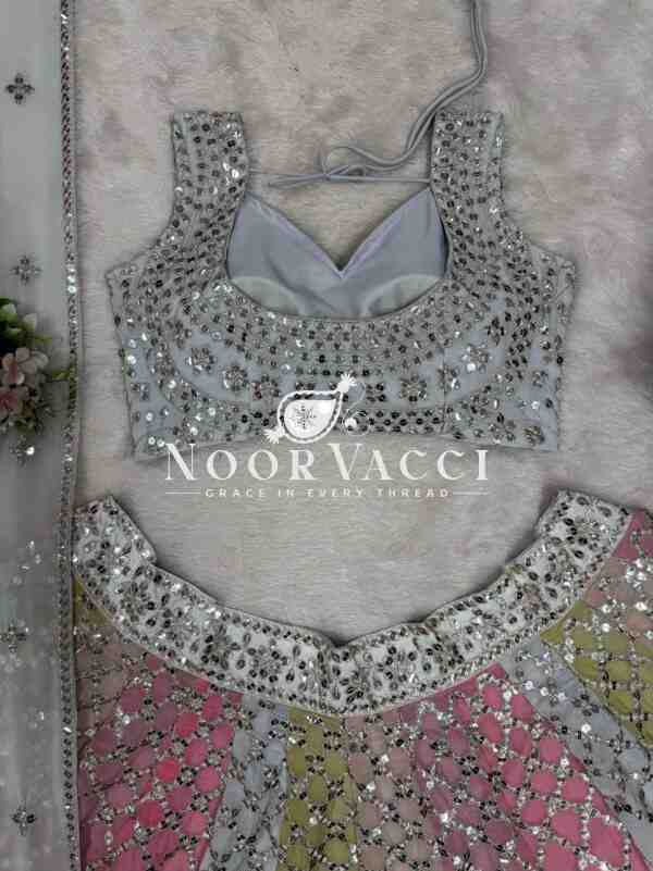 Semi-Stitched Fox Georgette Lehenga Set with 9mm Sequin Thread Work and Fancy Lace Dupatta - Image 7