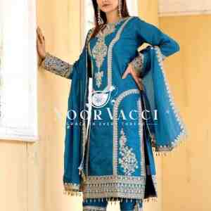 Chinon Silk Embroidered Plazzo Set with Tassel Dupatta