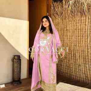 Chinon Silk Embroidered Plazzo Set with Tassel Dupatta
