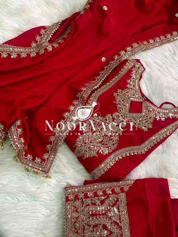 Chinon Silk Embroidered Plazzo Set with Tassel Dupatta - Image 3