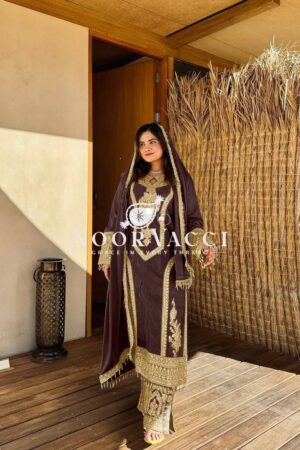 Buy Chinon Silk Embroidered Plazzo Set with Tassel Dupatta