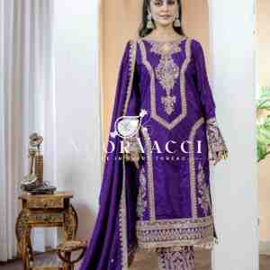 Chinon Silk Embroidered Plazzo Set with Tassel Dupatta