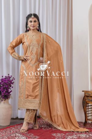 Buy Chinon Silk Embroidered Plazzo Set with Tassel Dupatta
