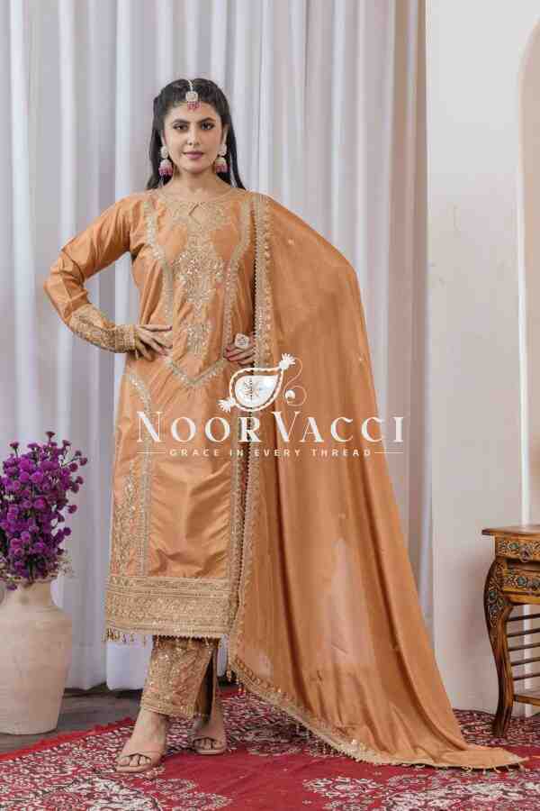 Chinon Silk Embroidered Plazzo Set with Tassel Dupatta