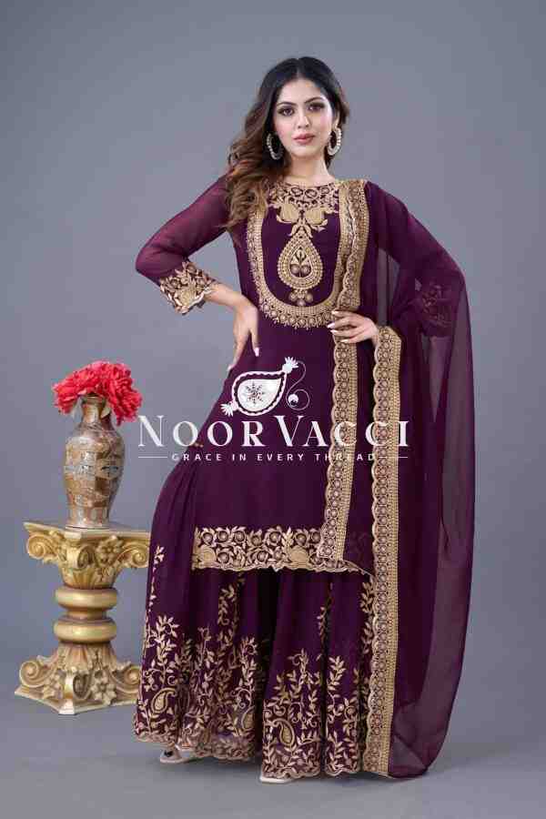 Blooming Faux Georgette Embroidered Plazzo Set - Image 5