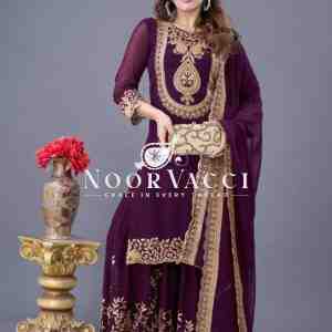 Blooming Faux Georgette Embroidered Plazzo Set