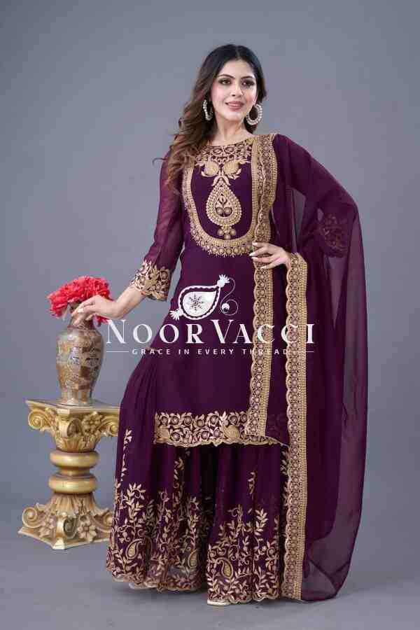 Blooming Faux Georgette Embroidered Plazzo Set - Image 2