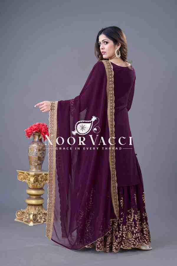 Blooming Faux Georgette Embroidered Plazzo Set - Image 3