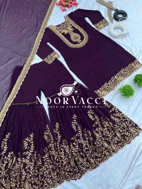 Blooming Faux Georgette Embroidered Plazzo Set - Image 8