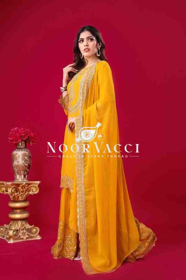 Blooming Faux Georgette Embroidered Plazzo Set - Image 2