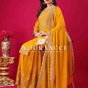 Blooming Faux Georgette Embroidered Plazzo Set