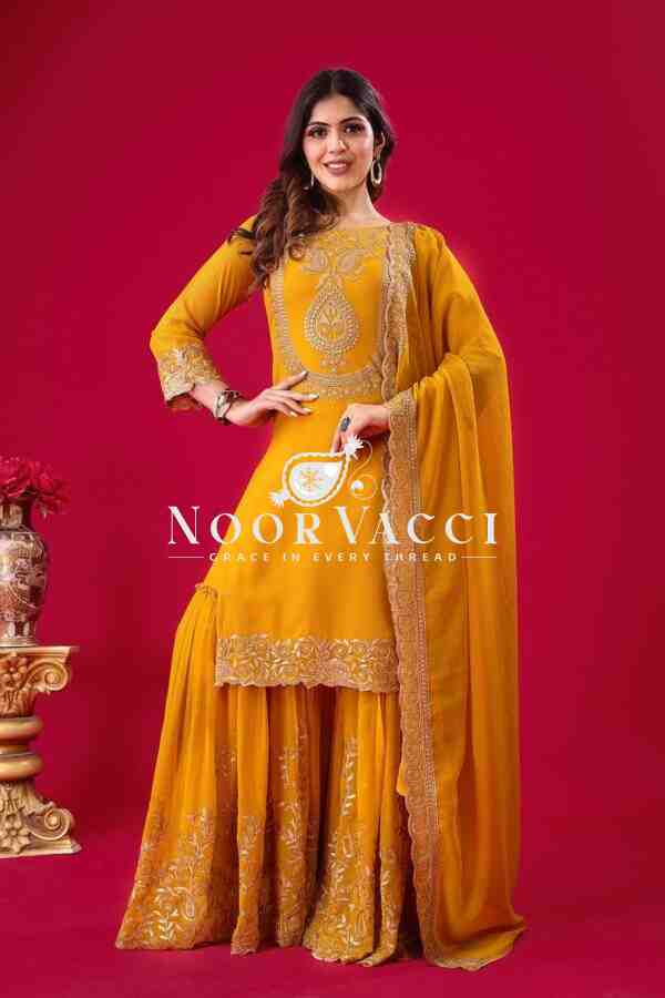 Blooming Faux Georgette Embroidered Plazzo Set - Image 3