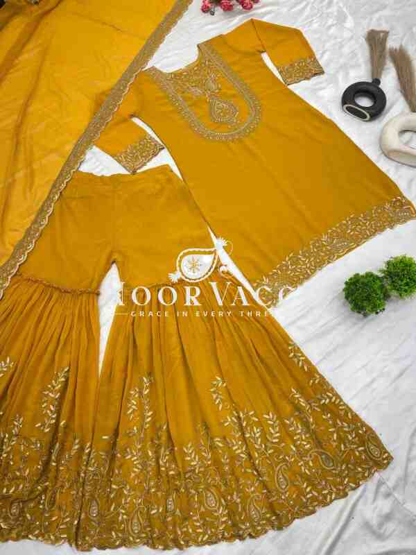 Blooming Faux Georgette Embroidered Plazzo Set - Image 6