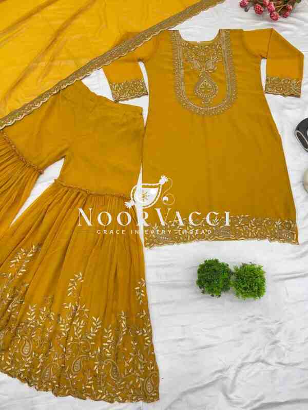Blooming Faux Georgette Embroidered Plazzo Set - Image 7