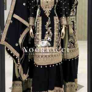 Pure Chinnon Silk Embroidered Plazzo Set